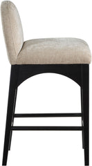 Waldorf - Chenille Stool With Black Legs