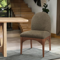 Waldorf - Boucle Dining Side Chair With Brown Legs