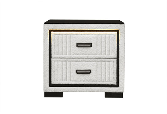 Isabella - Nightstand With LED - Black / White