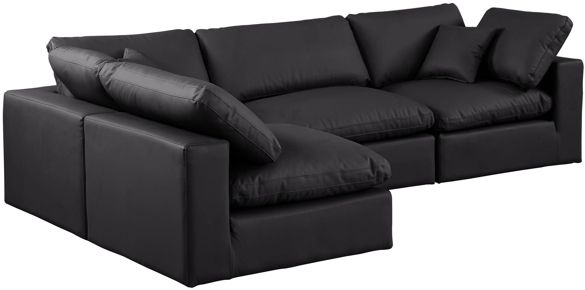 Comfy - 4 Piece Faux Leather Modular Armless Sectional