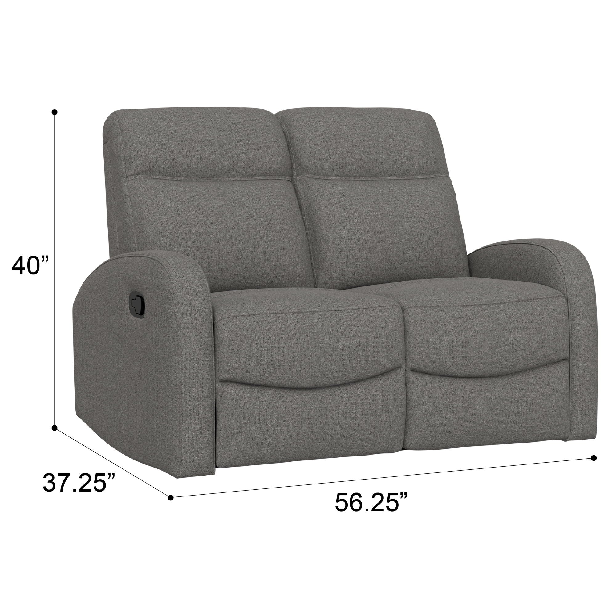 Manual Reclining Loveseat With Dual Seating Support For Living Room