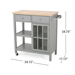 Aidah - Contemporary Kitchen Cart With Wheels - Gray