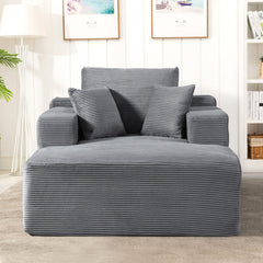 Convertible Chaise Lounge Chair With Wide Armrest & Throw Pillows