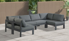 Nizuc - Outdoor Patio 6 Piece Modular Sectional With Gray Frame
