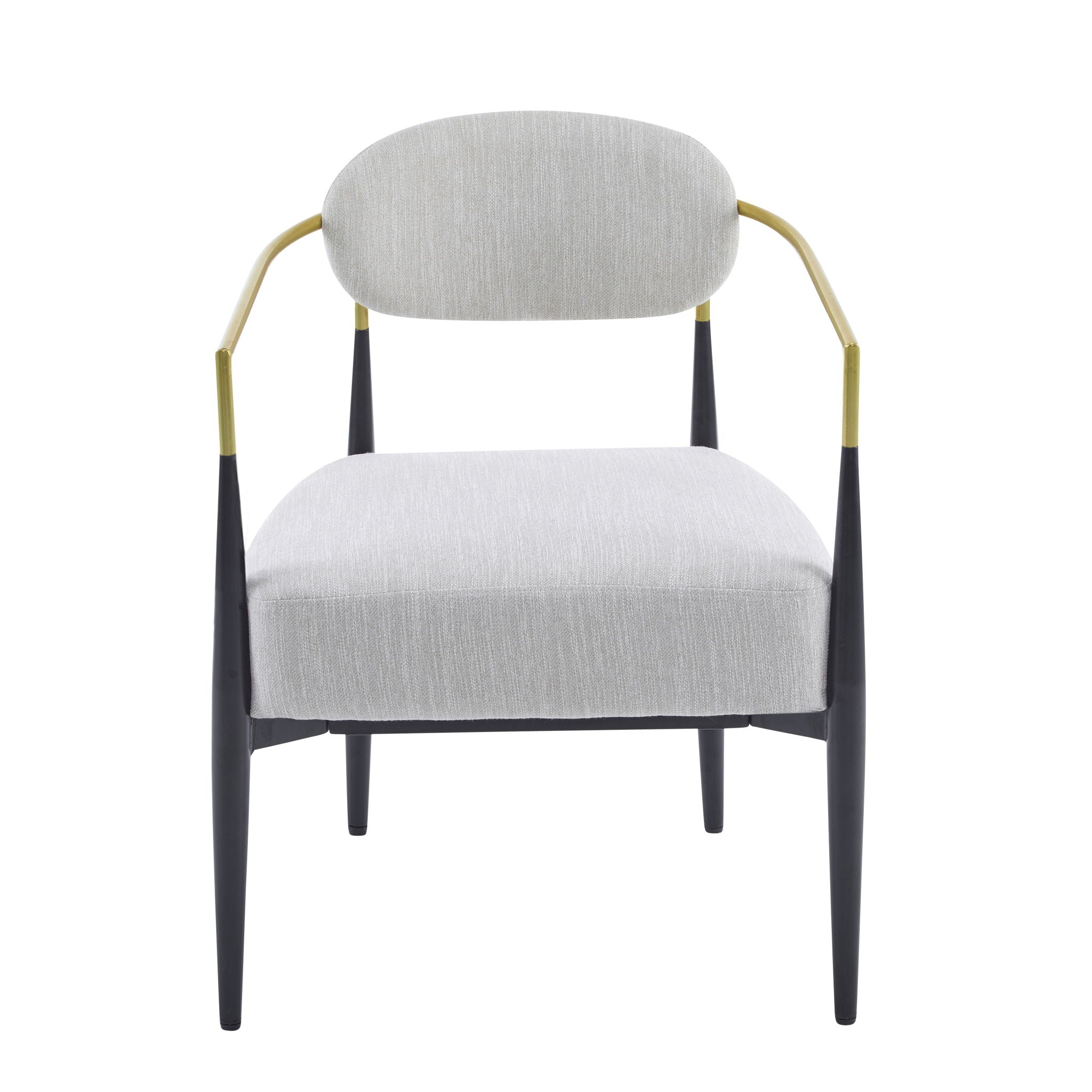 Upholstered Accent Armchair With Tapered Legs - Beige / Black / Gold