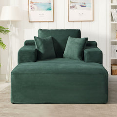 Convertible Chaise Lounge Chair With Wide Armrest & Throw Pillows