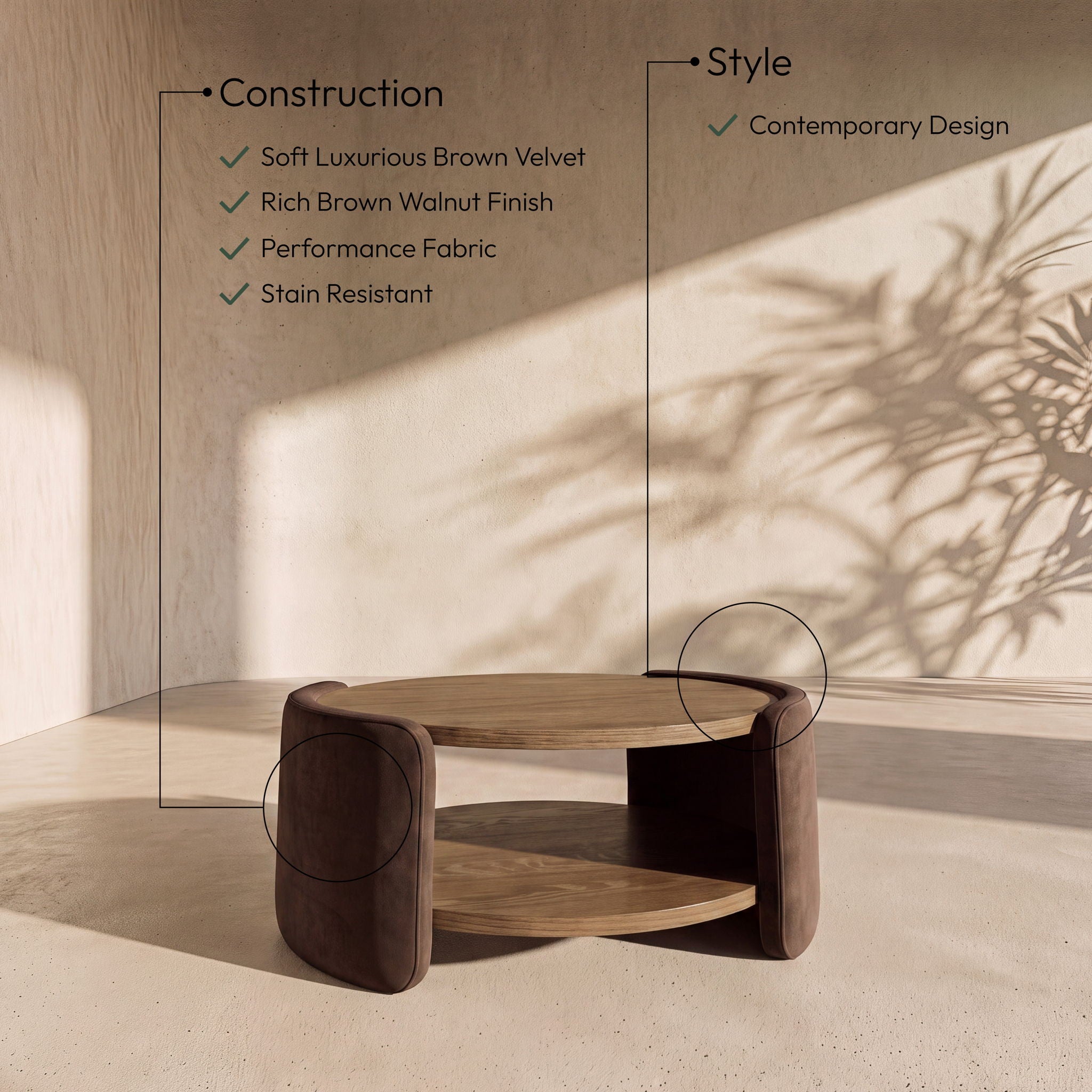 Wren - Velvet And Oak Veneer Coffee Table