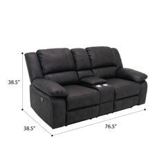 Reclining Console Loveseat - Black - Fabric