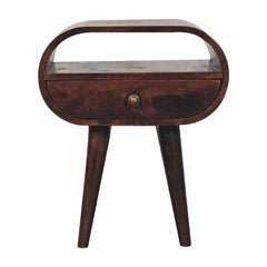 Circular Bedside Table With Open Slot - Walnut