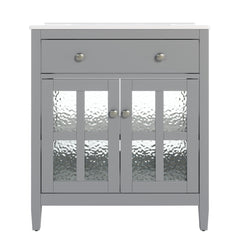 Bathroom Vanity With Ceramic Sink, Adjustable Shelf & Tip Out Tray