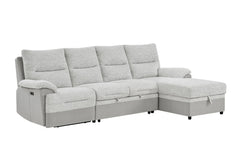 U3822 - Sectional With Pull Out Bed And USB - Light Gray