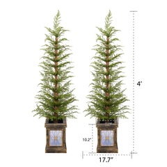 4Ft Pre Lit Artificial Christmas 2 Piece Set - Green