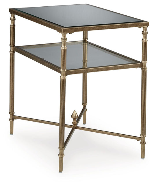 Cloverty - Rectangular End Table - Aged Gold Finish