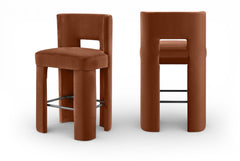 Zuno - Velvet Performance Fabric Upholstered Bar Stool (Set of 2)