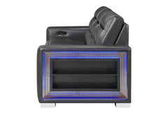 Ylime - Power Reclining Sofa With Bookcase LED - Charcoal