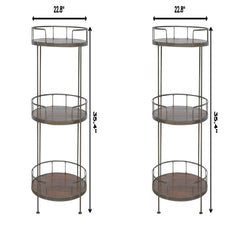 Industrial Round Butler Tray Table - Chestnut