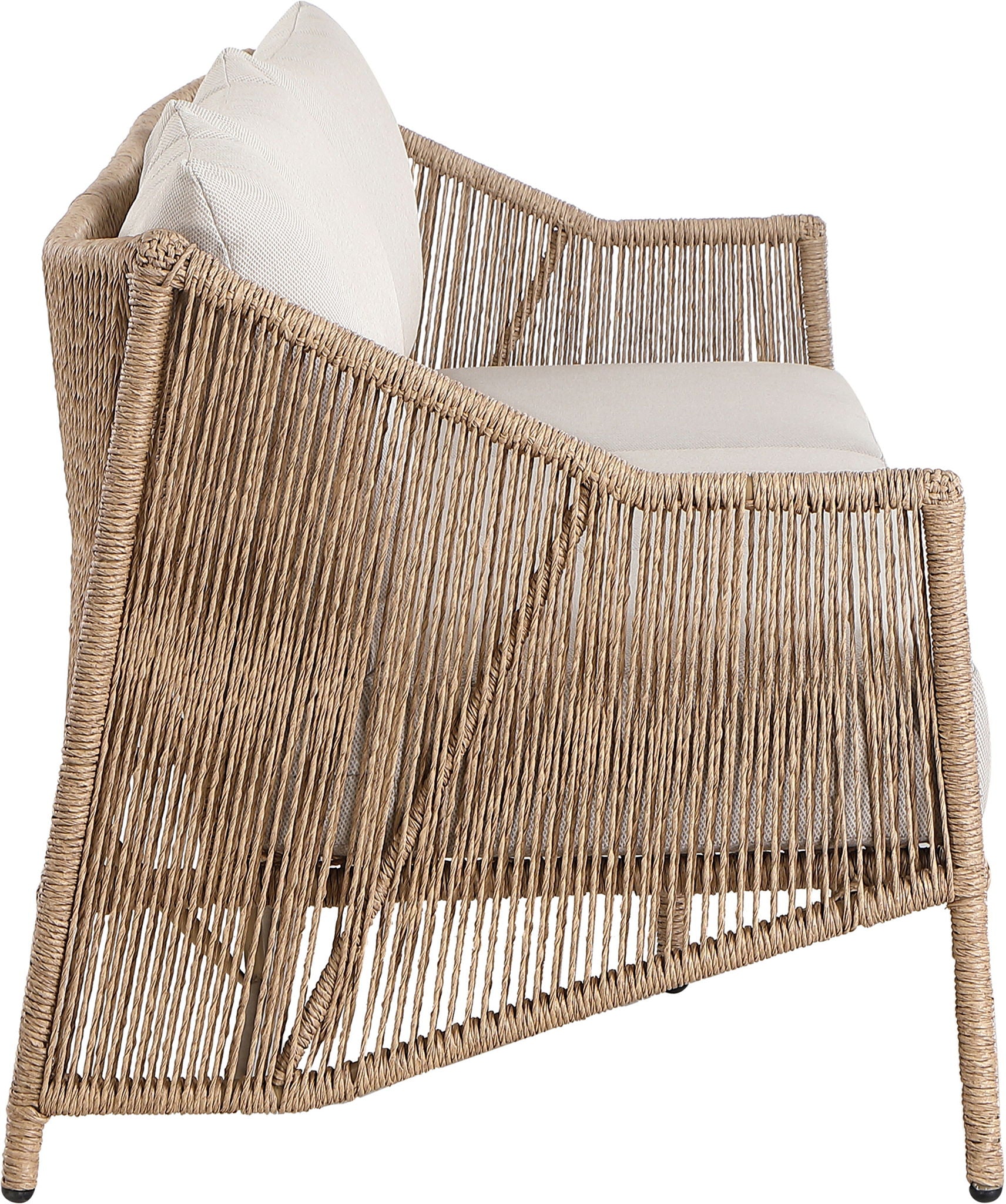 Coastline - Olefin Water Resistant Fabric And Wicker Outdoor Patio Sofa - Beige