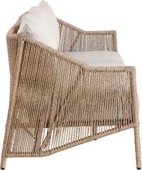 Coastline - Olefin Water Resistant Fabric And Wicker Outdoor Patio Sofa - Beige