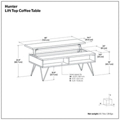 Hunter - Handcrafted Lift Top Coffee Table