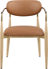 Ronda - Vegan Leather Upholstered Dining Arm Chair - Natural Legs