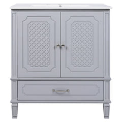 Vintage Style Bathroom Vanity With Sink, Multi Functional Storage, Soft-Closing Door