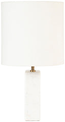 Vellum - Genuine Marble Base And Linen Textured Fabric Shade Table Lamp