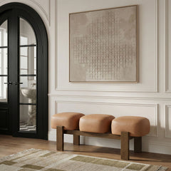 Woodcrest - Vegan Leather Upholstered Bench - Painted Brown Walnut Base