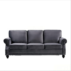 3 Seater Sofa With Nailhead Trim And Turned Legs For Living Room