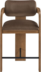 Cedra - Velvet Performance Fabric Upholstered Counter Stool - Brown Frame