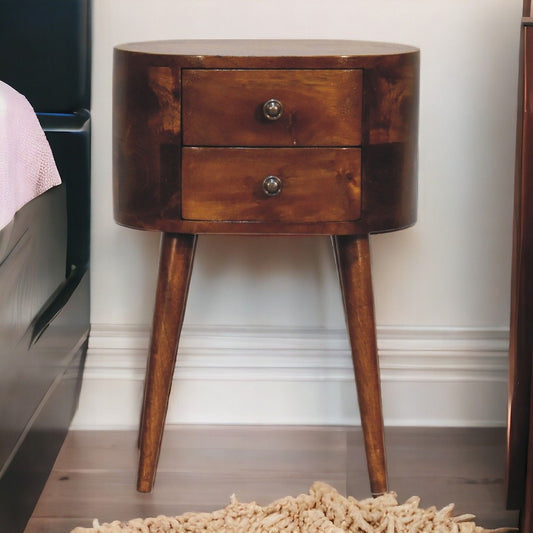 Mini Rounded Nightstand - Chestnut