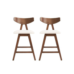 Mid Century Modern Counter Stool With V Shape Frame And Upholstered Seating