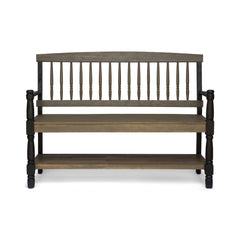 Slatted Bench With Built In Shelf