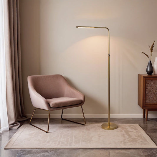 Verve - Floor Lamp With On / Off Switch Adjustable LED Round Base - Gold