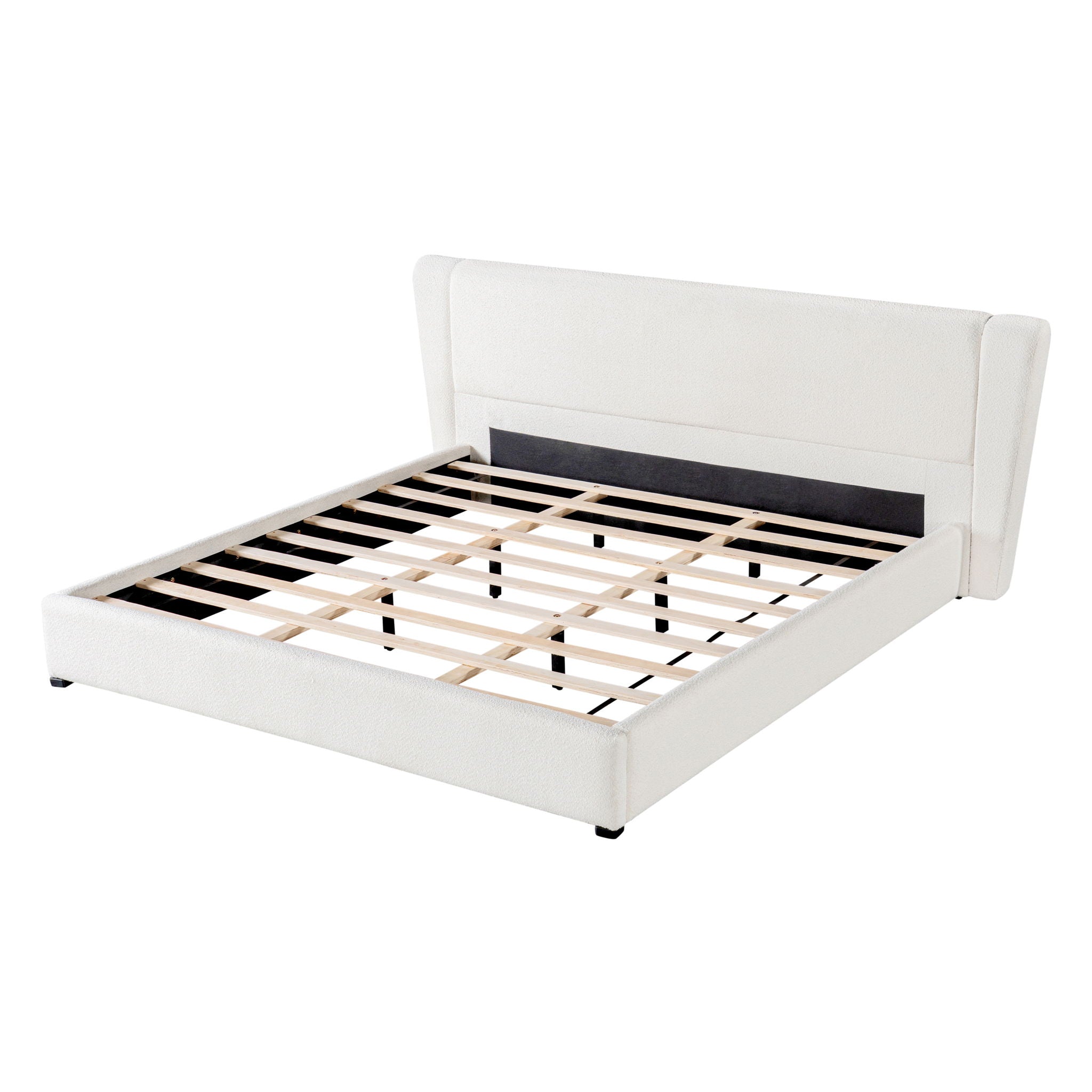 Upholstered Wingback Platform Bed Frame, No Box Spring Needed