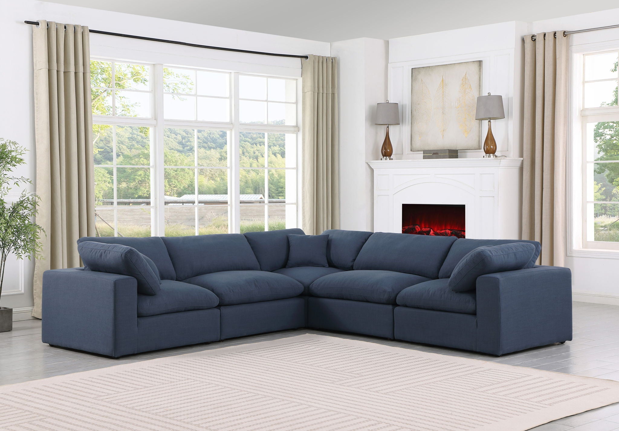 Comfy - 5 Piece Linen Modular Corner Sectional
