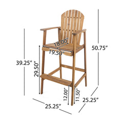 Outdoor Acacia Wood Adirondack Barstools (Set of 2)