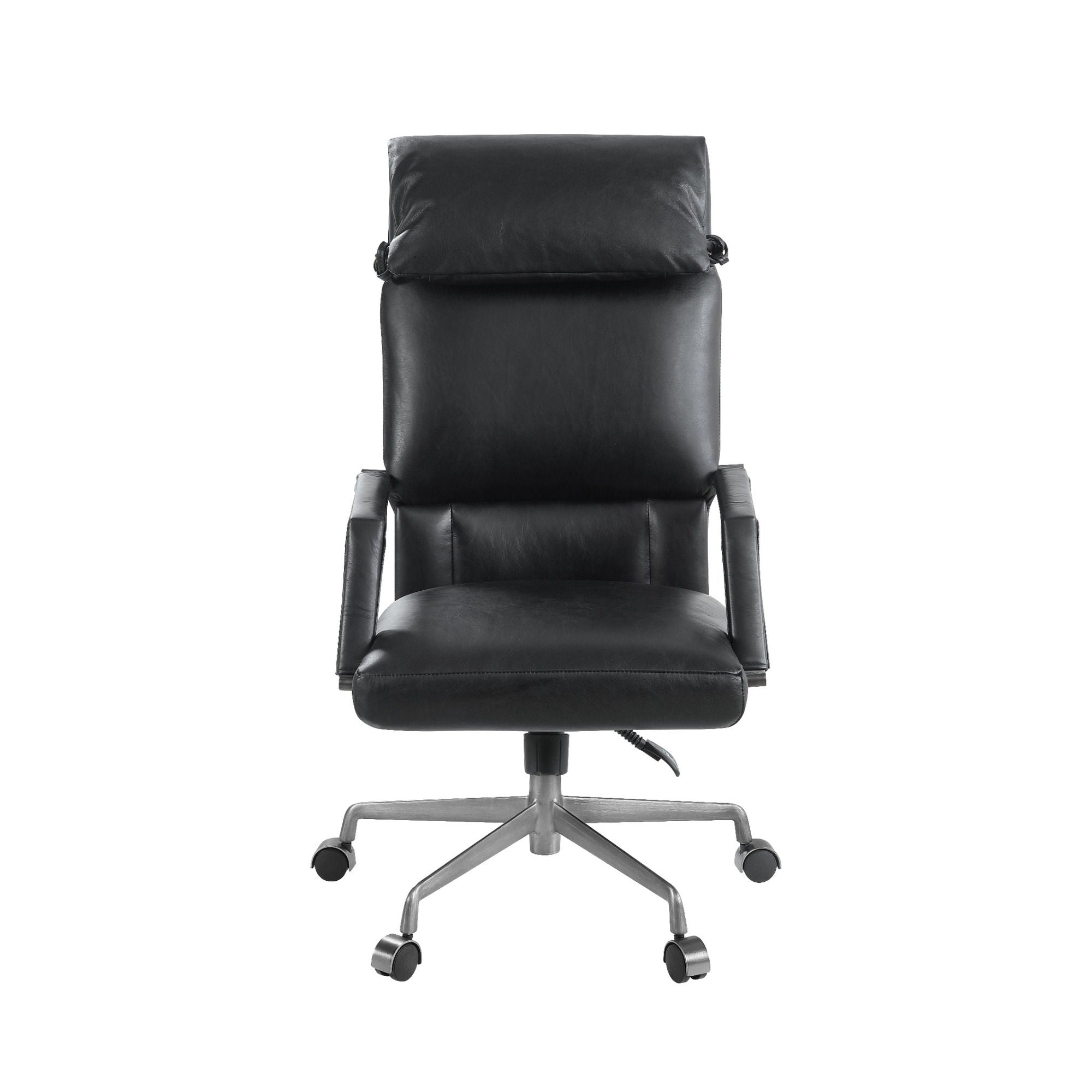 Dart Vintage Black Top Grain Leather & Iron Swivel Office Chair