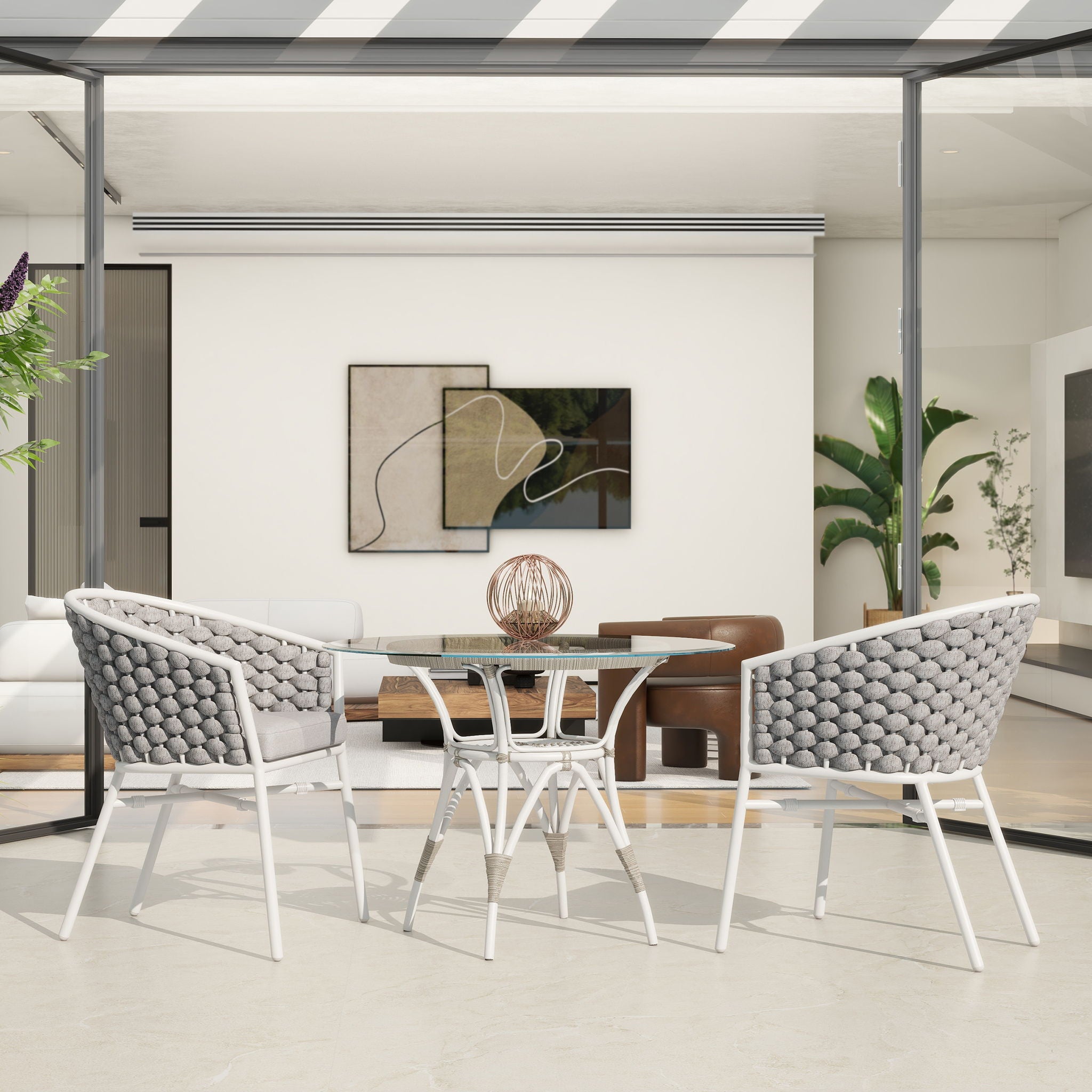 Rowan - Rope Barrel Back Patio Dining Chairs (Set of 2) - White