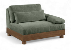 Turin - Chenille Fabric Upholstered Modular Arm Chair - Walnut Base