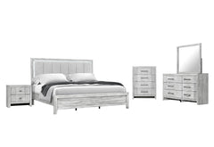 Elsie - King Bed With LED - Light Gray
