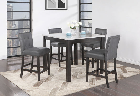 D4052 - 5 Piece Dining Room Set (Bar Table With 4 Bar Stools) - Light Gray