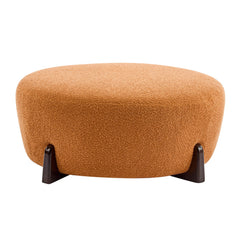 Modish - Round Ottoman - Natural Wood / Pumpkin Orange