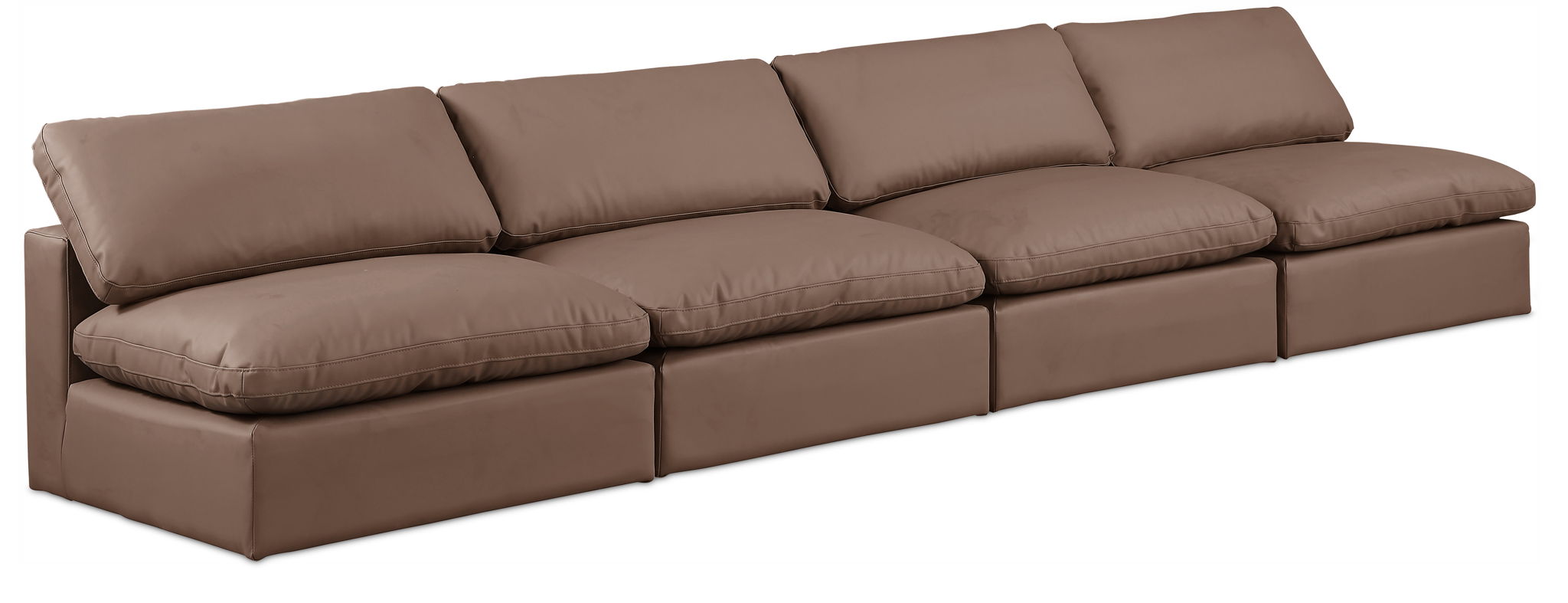 Comfy - Faux Leather Modular Armless Sofa 4 Seats