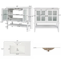 Bathroom Vanity With Ceramic Sink, Adjustable & Open Shelf