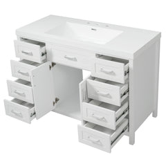 Bathroom Vanity With Sink, 2 Doors 8 Drawers, Soft Close System, Classic Design