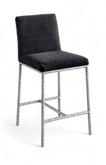 Reeves - Chenille Fabric Upholstered Counter Stool (Set of 2) - Silver Base