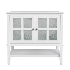 Bathroom Vanity With Ceramic Sink, Adjustable & Open Shelf