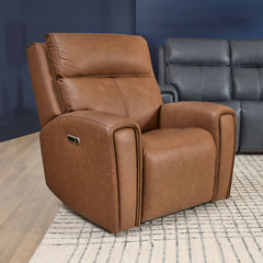 Warren - Power Recliner With Power Headrest & Lumbar - Light Brown