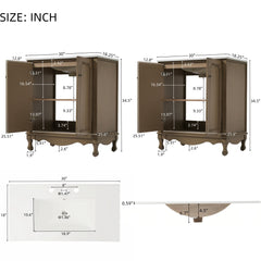 Vintage Double Sink Bathroom Vanity Set With Ceramic Sinks