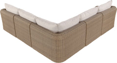Seacrest - 123.25" Olefin Water Resistant Fabric And Wicker 5 Piece Outdoor Patio Modular Sectional